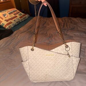 Michael Kors Beige and Brown Shoulder Bag